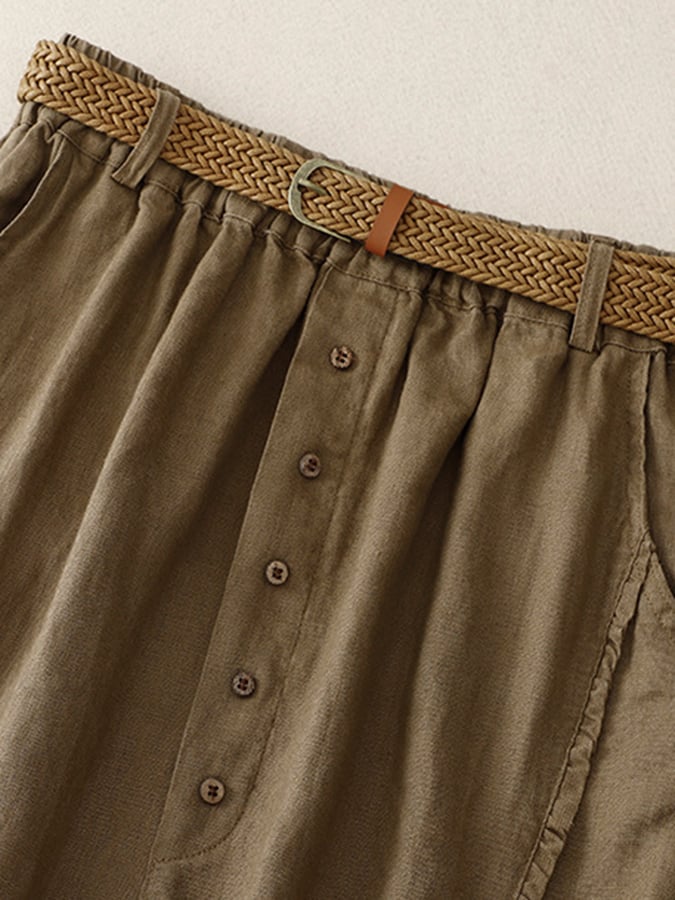 Lovevop Ruffle Button Elastic Waist Skirt
