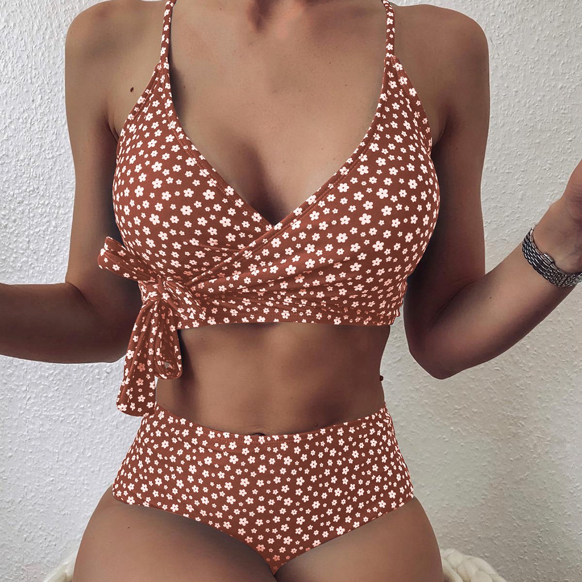 Tropical Floral Print Sexy One-Piece Swimsuit