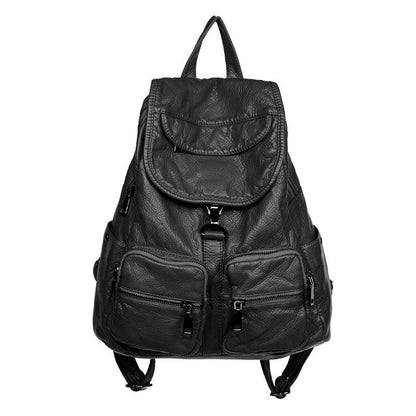 lovevop Leisure Travel Bag Fashion All-match Soft Leather Backpack