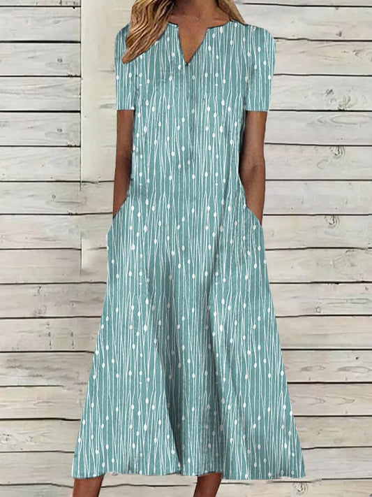 Women's Casual Polka Dot Print Pocket Dress