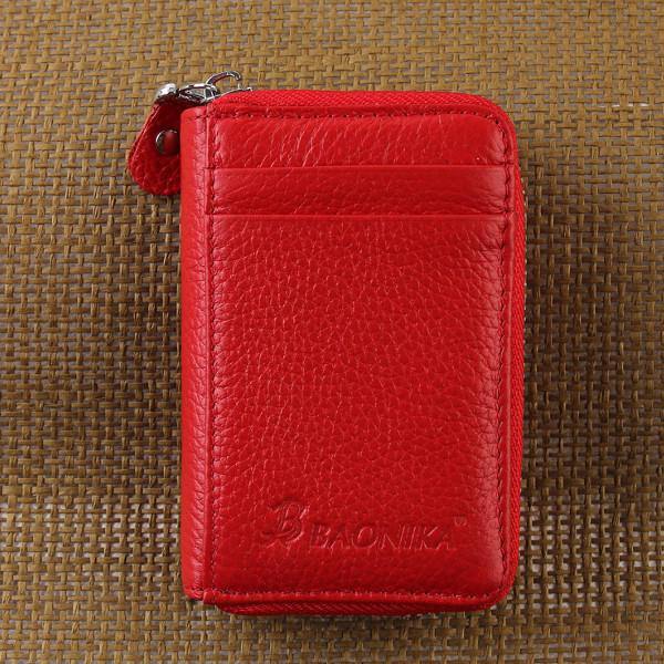 elvesmall Genuine Leather Zipper 19 Card Holder Women Portable Short Purse Coin Bags