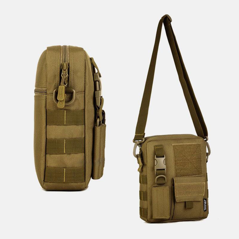 lovevop Men Camo Pattern Multifunction Large Capacity Outdoor Travel Tactical Bag Crossbody Bag Shoulder Bag Square Bag