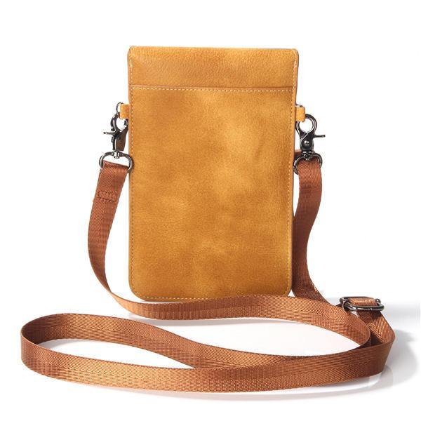 elvesmall Vintage PU Leather Card Holder 6inch Phone Bag Shoulder Bag Crossbody Bags