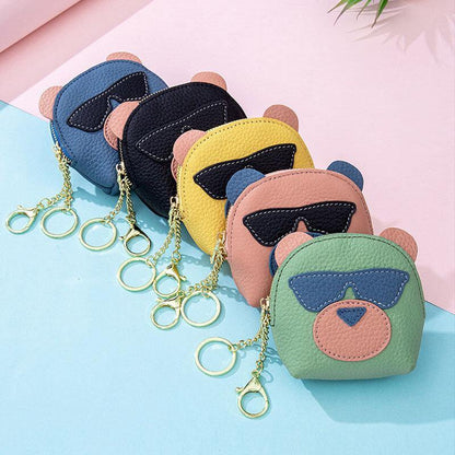 elvesmall Women Genuine Leather Cute Bear Creative Mini Coin Bag Small Wallet For Card Key Mini Lipstick