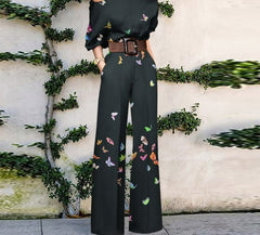 Love-vop Women Commute Fashion Jumpsuits Summer Printed Casual One Shoulder Short Sleeve Wide-leg Pants Playsuits Elegant Holiday Rompers