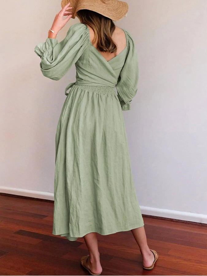 Women'S French Ruffled Lantern Sleeves Multi-Wear Dress