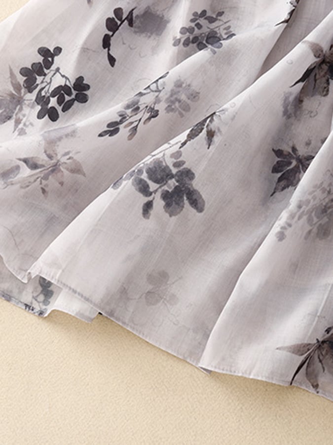 Lovevop Botanical Floral Print Tie Loose Skirt