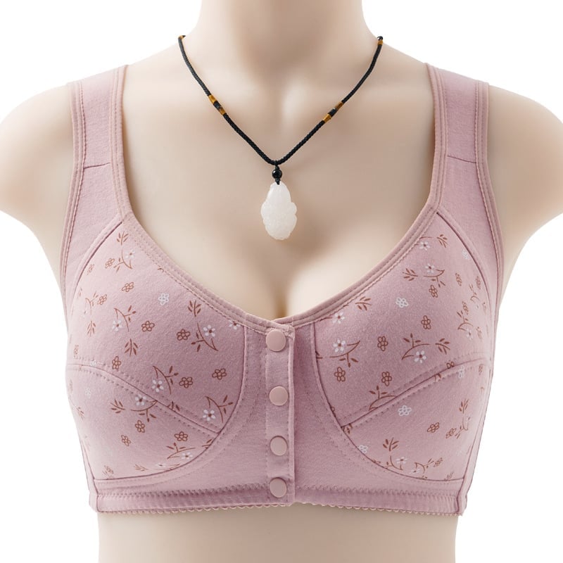 Comfortable bra with button placket in front