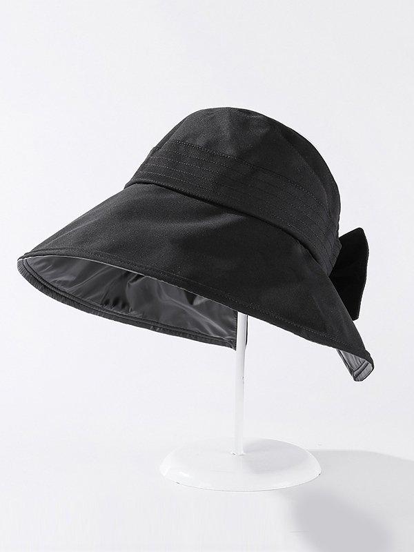 lovevop Casual Solid Color Bow-Embellished Sun Protection Hats