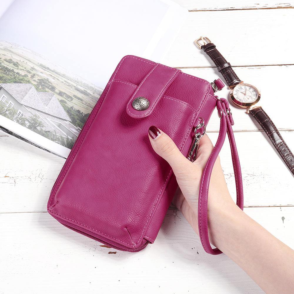 elvesmall Brenice Women RFID Card Bag Solid Crossbody Bag Phone Bag Card Holder