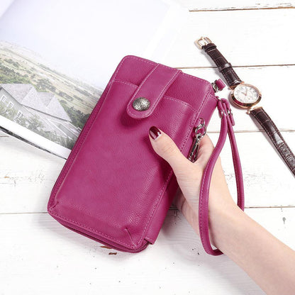 elvesmall Brenice Women RFID Card Bag Solid Crossbody Bag Phone Bag Card Holder