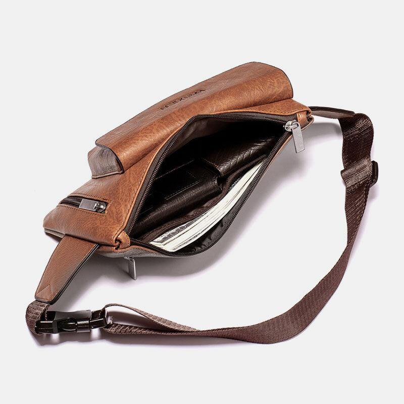 lovevop Men's Large Capacity PU Leather Anti-Theft Phone Bag Waist/Chest/Crossbody Bag