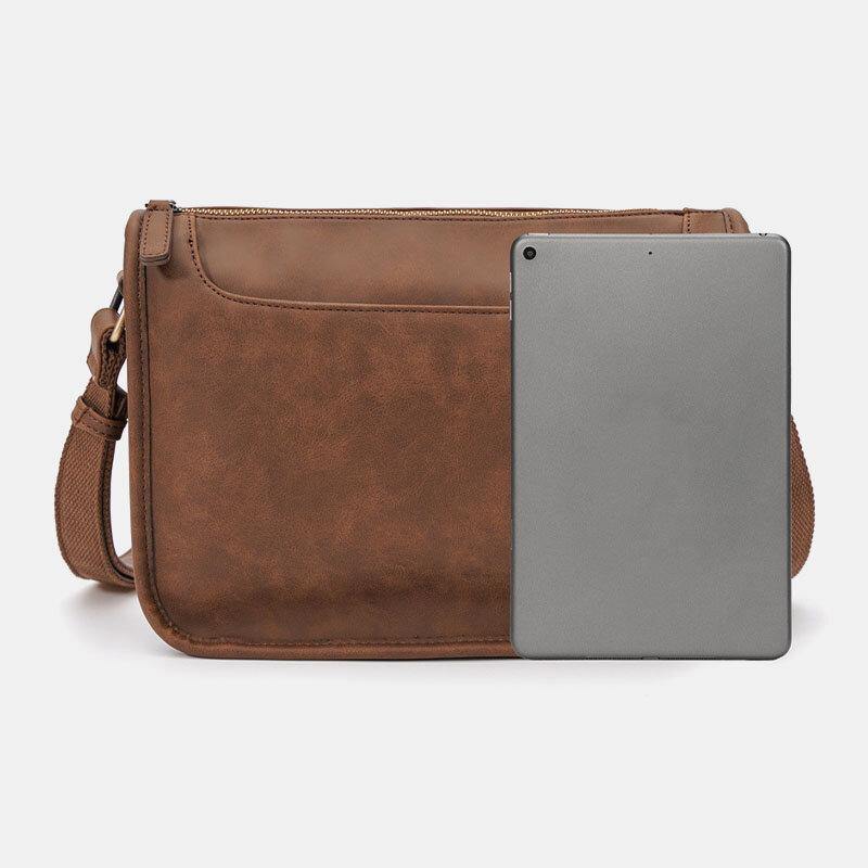 lovevop Men PU Leather Large Capacity Vintage 6.3 Inch Phone Bag Messenger Bag Crossbody Bags Shoulder Bag