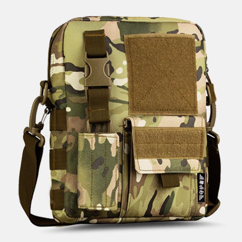 lovevop Men Camo Pattern Multifunction Large Capacity Outdoor Travel Tactical Bag Crossbody Bag Shoulder Bag Square Bag