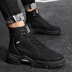 lovevop Men's High Top Men's Autumn And Winter Leather Work Shoes