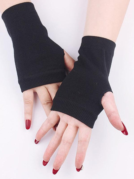 lovevop Simple Solid Color Knitting Gloves