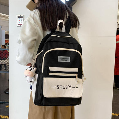 lovevop School Bag Female Junior High School Student Backpack Large Capacity Backpack