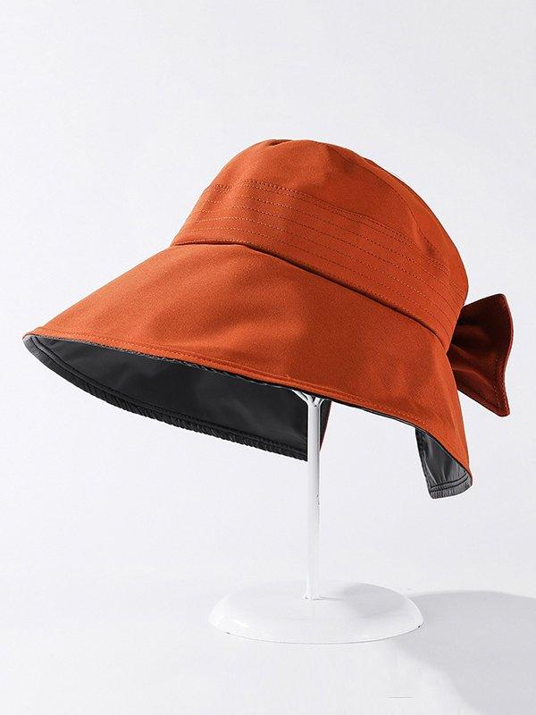 lovevop Casual Solid Color Bow-Embellished Sun Protection Hats
