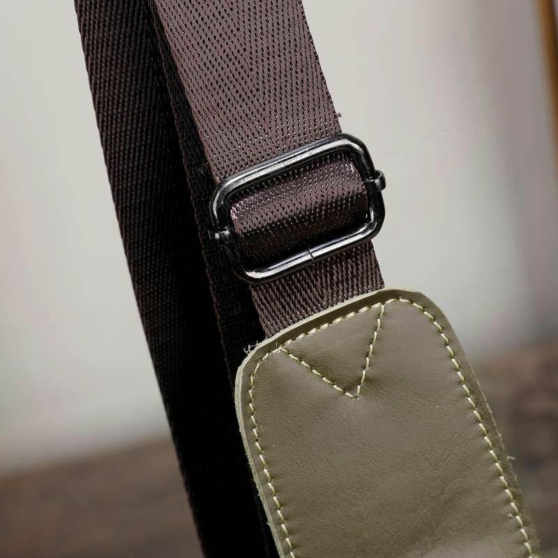 lovevop Men Genuine Leather Anti-theft Retro Casual Business Crossbody Bag Chest Bag Sling Bag