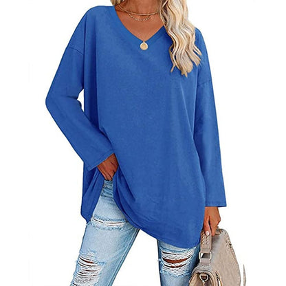 🔥Women's loose long sleeve fashion V-neck knit top🔥