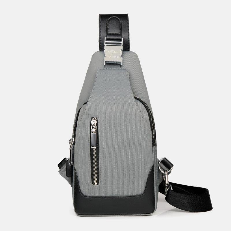 lovevop Men Oxford USB Charging Waterproof Casual Outdoor Crossbody Bag Chest Bag Sling Bag