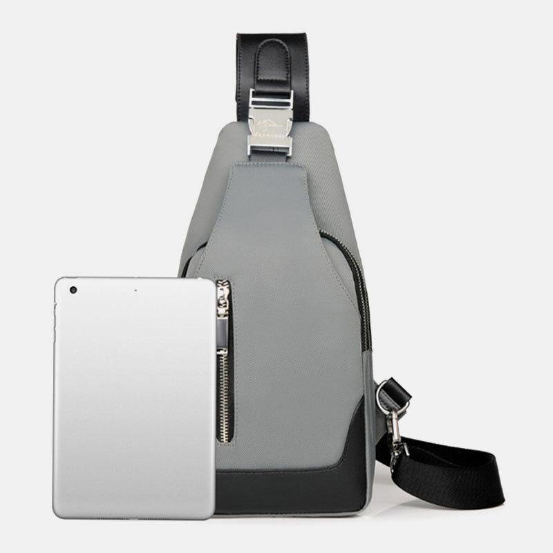 lovevop Men Oxford USB Charging Waterproof Casual Outdoor Crossbody Bag Chest Bag Sling Bag