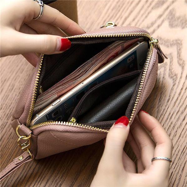 lovevop Women Genuine Cowhide 6.3 Inches Phone Clutch Wallet Keys Card Coin Holder 5 Colors