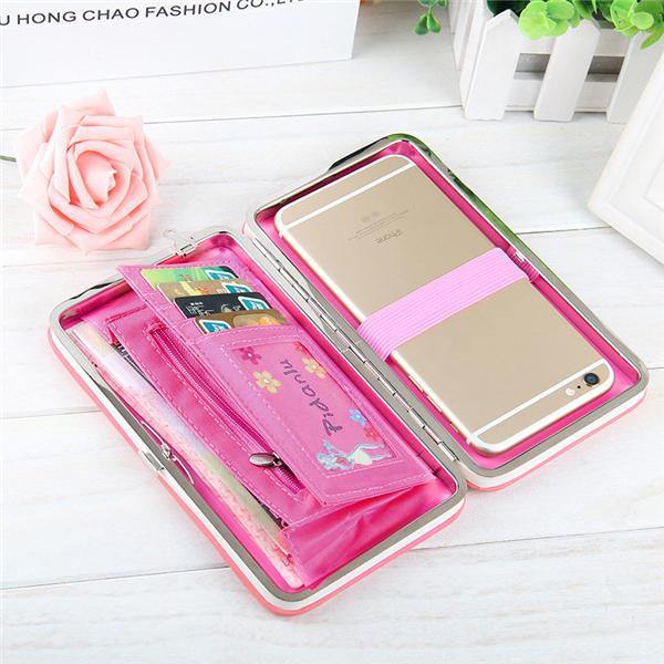 lovevop Women Candy Color Bowkot 5.5 Inch Phone Wallets Case Hasp Long Purse Clutches