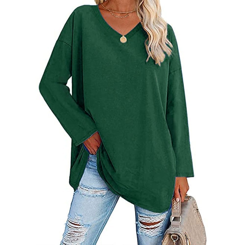 🔥Women's loose long sleeve fashion V-neck knit top🔥