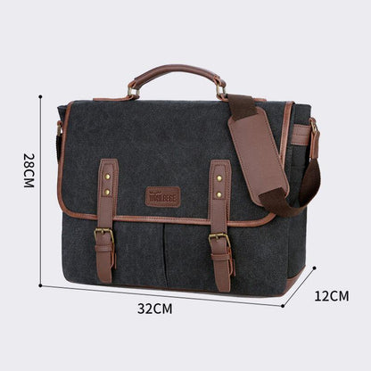 lovevop Men Canvas Multi-Pocket Wear-Resistant Vintage Business Messenger Bag Laptop Bag Crossbody Bag Handbag