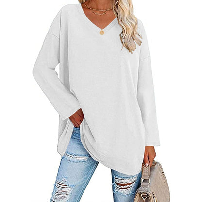 🔥Women's loose long sleeve fashion V-neck knit top🔥