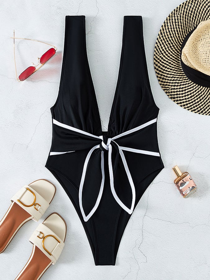 One-Piece Deep V-Neck Big Open Back Sexy Swimsuit