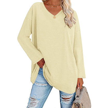 🔥Women's loose long sleeve fashion V-neck knit top🔥