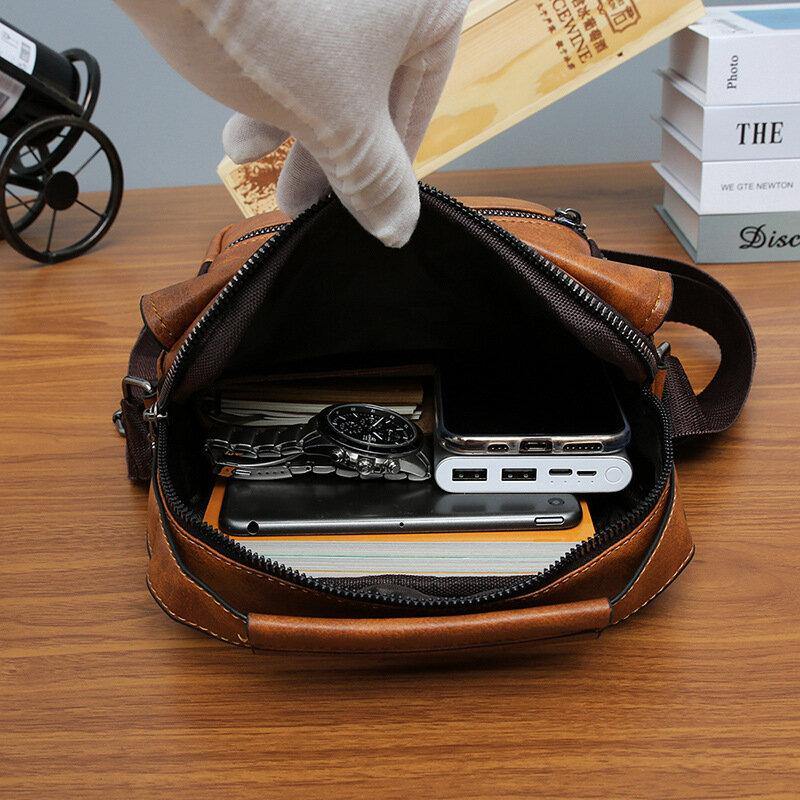 lovevop Men PU Leather Multi-pocket Anti-theft Messenger Bag Crossbody Bags Shoulder Bag Handbag Briefcase