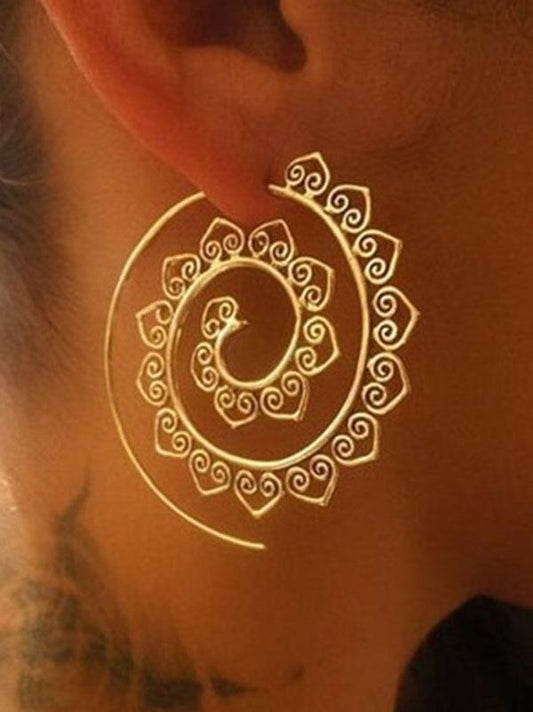 lovevop Retro Alloy Heliciform Hollow Earrings