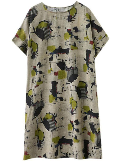 Lovevop Printed Retro Short Sleeved Dress