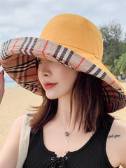 lovevop Original Plaid Reversible Sun-Protection Bucket Hat