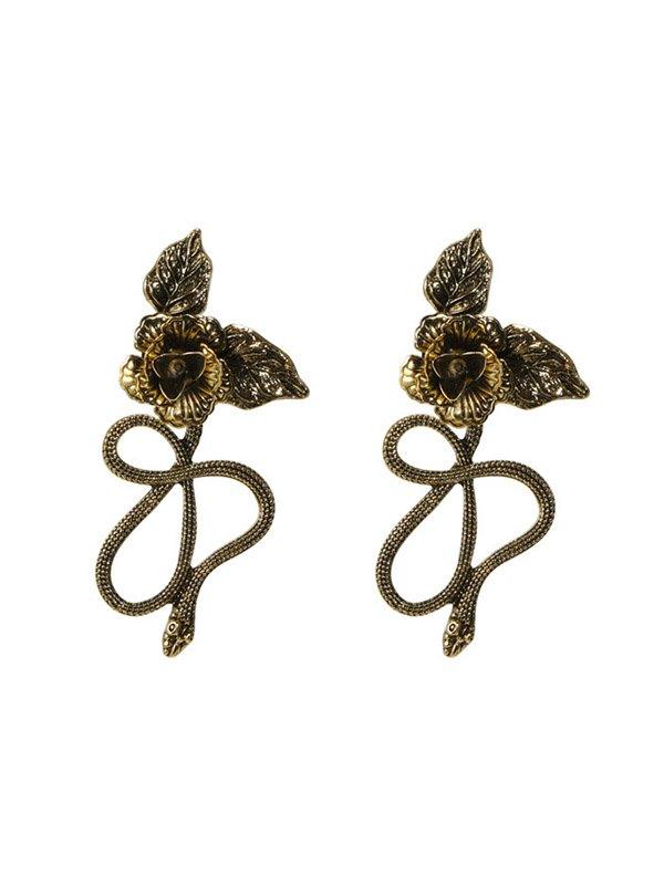 lovevop Vintage Snake Shape Flower Shape Earrings Accessories