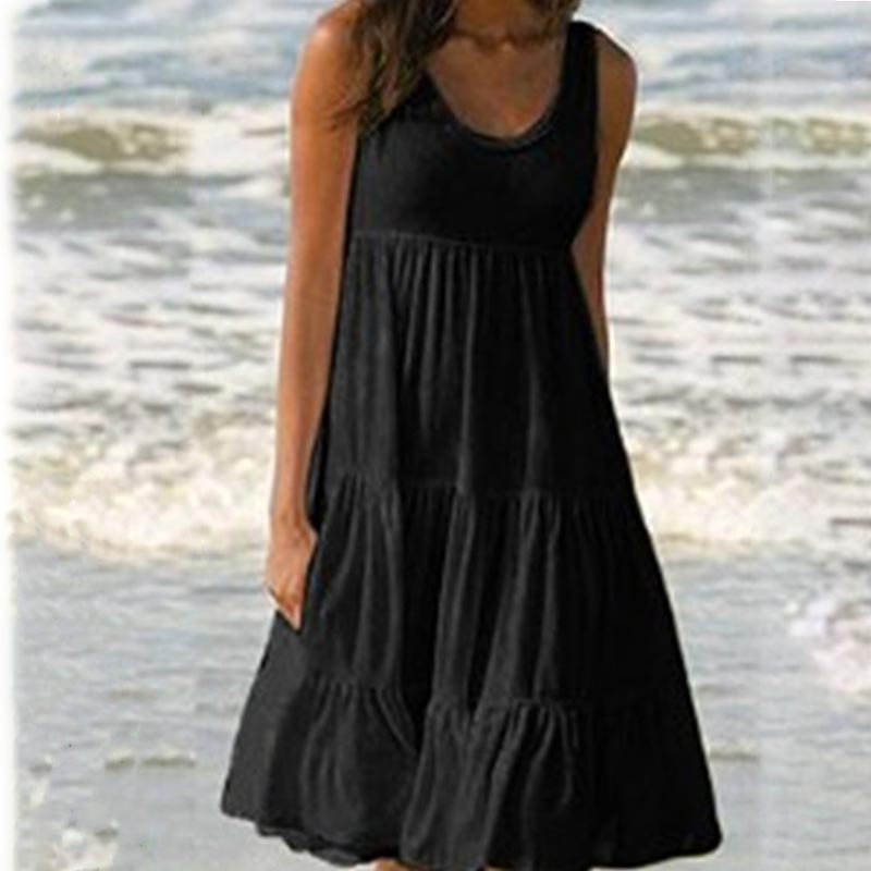 Sleeveless round neckline patchwork maxi beach dress