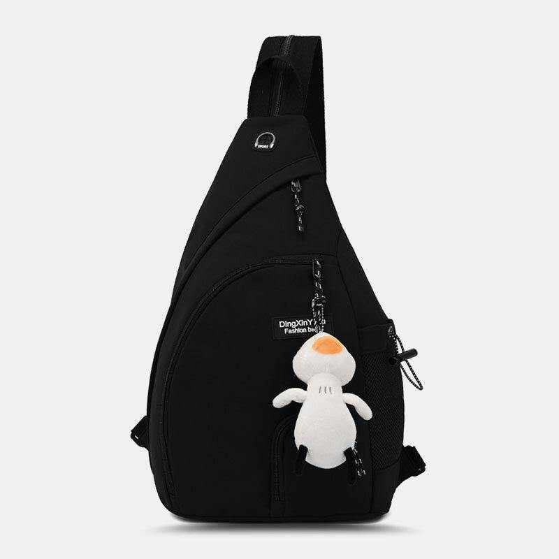lovevop Men Nylon Headphone Hole Waterproof Large Capacity Chest Bags Shoulder Bag Crossbody Bags With Ornaments