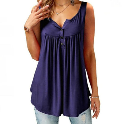 🎁Summer Hot Sale🎁Comfy Loose Button Sleeveless Tank Top For Women