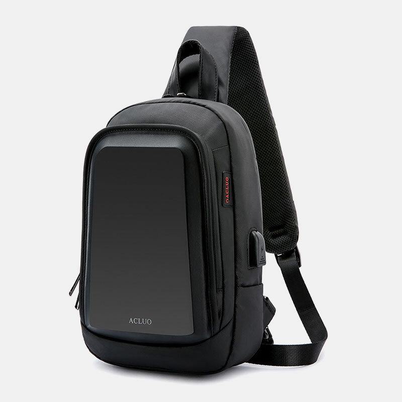 lovevop Men USB Charging Waterproof Chest Bag Casual Detachable Shoulder Strap Breathable Crossbody Bags Shoulder Bag