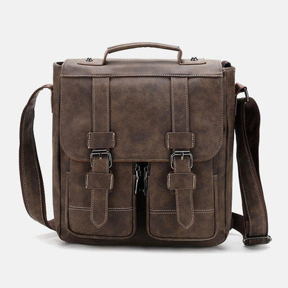 lovevop Men PU Leather Multi-pockets Vintage Casual Waterproof Breathable Crossbody Bags Shoulder Bags