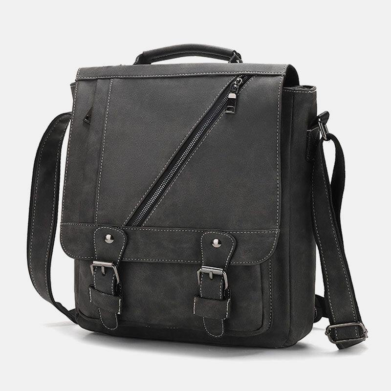 lovevop Men PU Leather Large Capacity Vintage Casual Waterproof Breathable Crossbody Bags Shoulder Bags Handbag