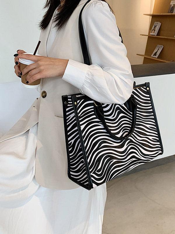 lovevop Original Casual Zebra Striped Tote Bag