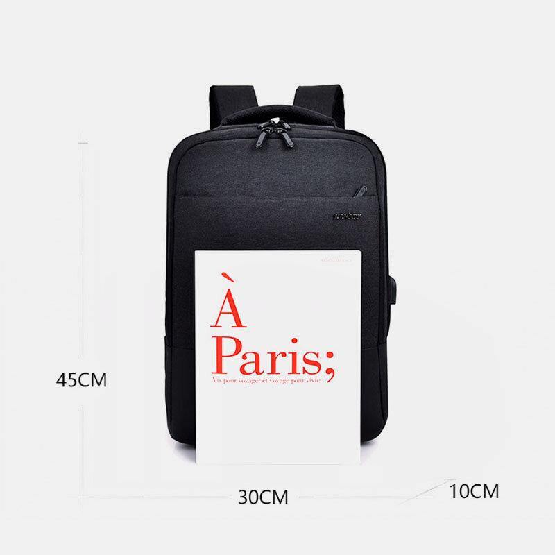 lovevop Men Nylon USB Charging Casual Large Capacity 15.6 Inch Laptop Bag Travel Backpack