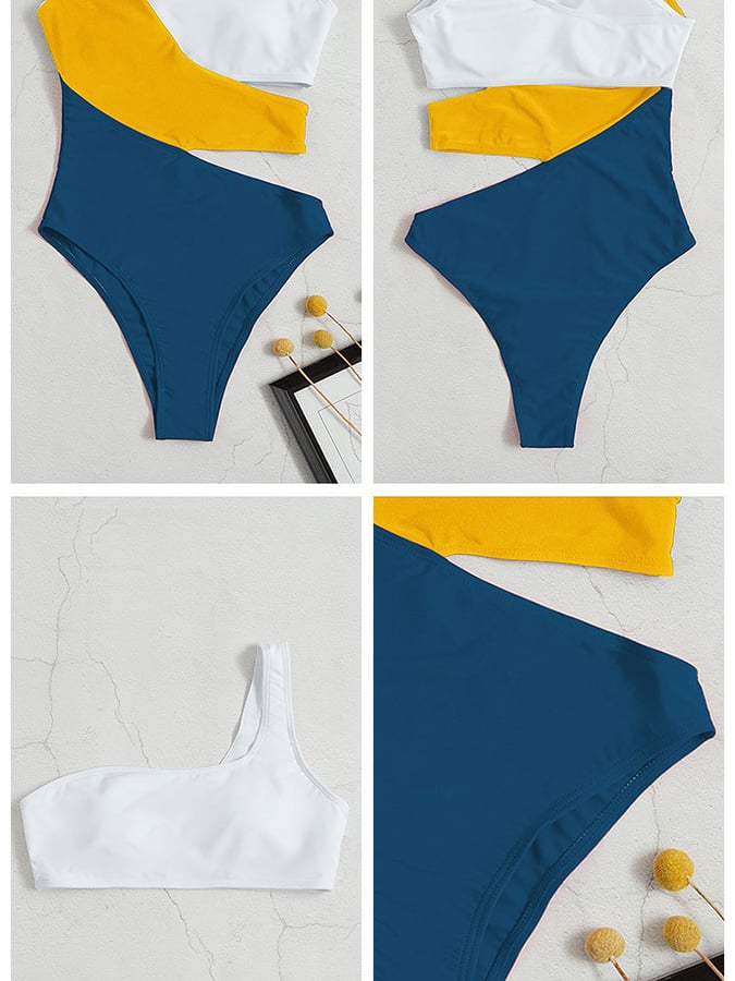 Sexy Contrasting Conjoined Swimsuit