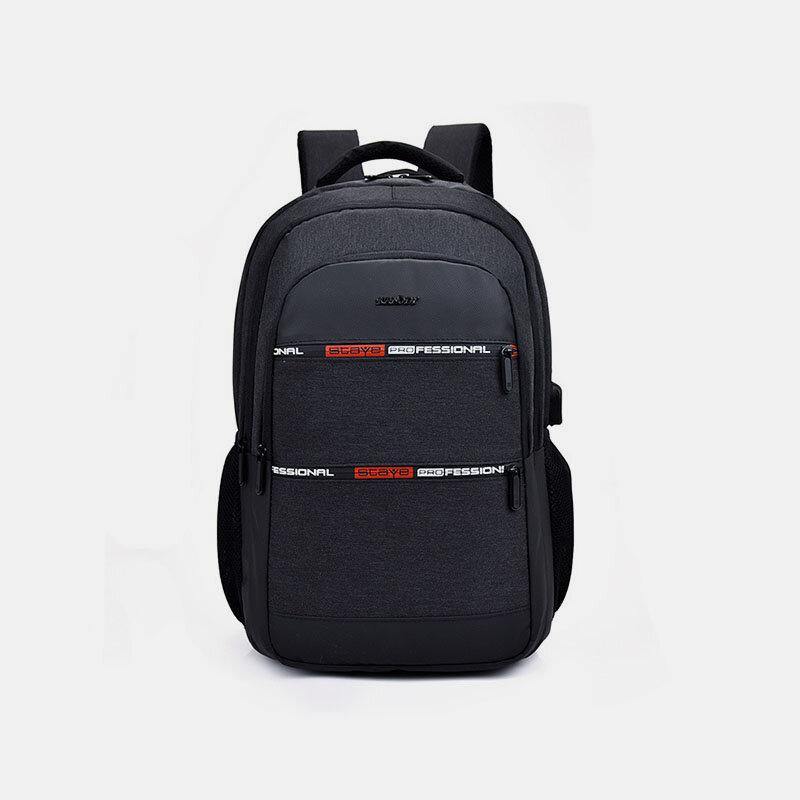 lovevop Men Nylon USB Charging Waterproof Large Capacity 15.6 Inch Laptop Bag Travel Backpack