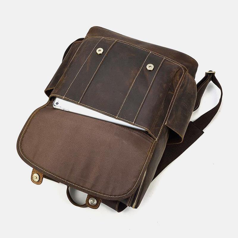 lovevop Men Vintage Multi-pocket Anti-theft 15.6 Inch Laptop Backpack