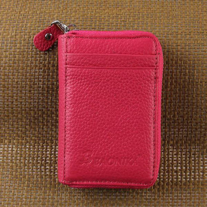 elvesmall Genuine Leather Zipper 19 Card Holder Women Portable Short Purse Coin Bags